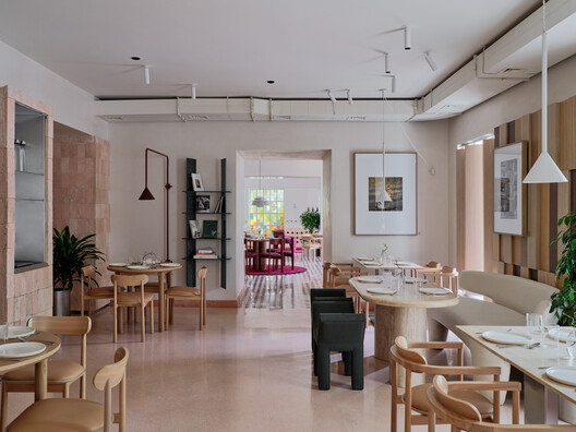 Six Coffee + Wine cafe / NAAW - Interior Photography, Dining room, Wood, Table, Chair, Lighting, Glass