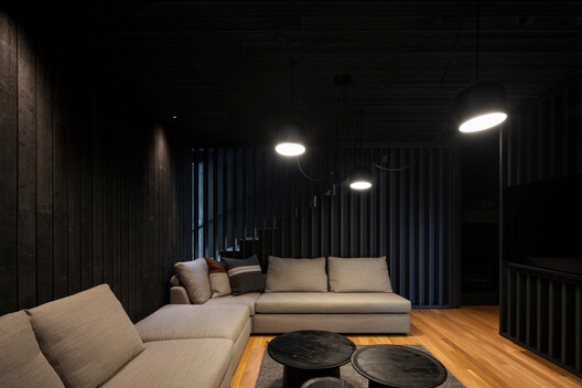 The House of la Baie de l’Ours / ACDF Architecture - Interior Photography, Living Room, Wood, Lighting