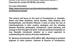 Reinventing Modern Architecture in Greece: From Sentimental Topography to Ekistics A talk by Dr. Marianna Charitonidou