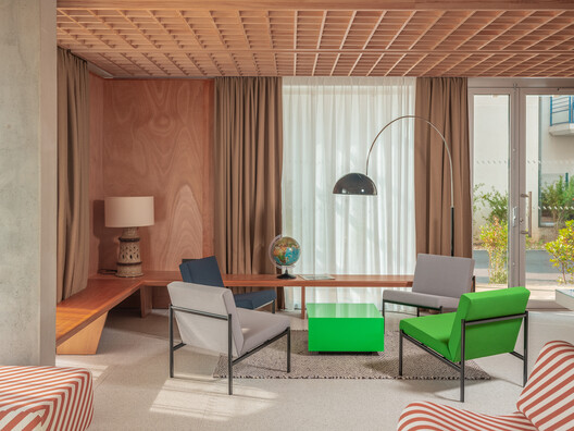 Vertime Hotel / Block Architectes - Interior Photography, Living Room, Wood, Chair, Table