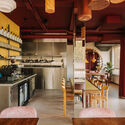 RAGU Restaurant / CUDO: - Interior Photography, Interior Design, Kitchen, Beam, Lighting, Table, Chair, Countertop