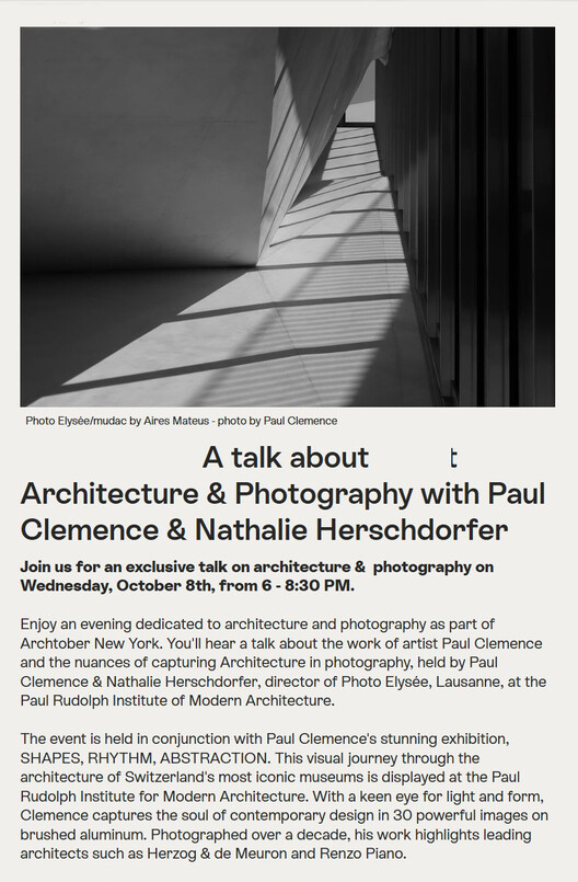 A Talk About Architecture & Photography with Paul Clemence & Nathalie Herschdorfer - Image 1 of 1