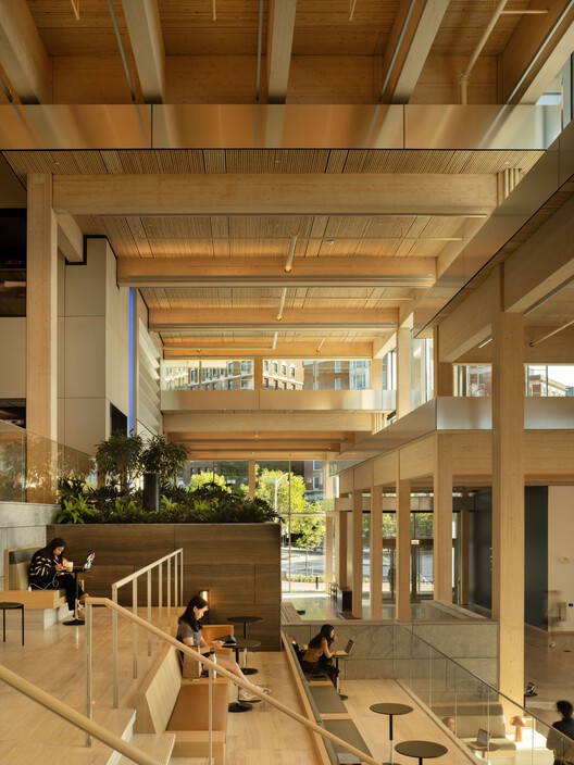 Centro Estudiantil Bloomberg / BIG + Rockwell Group + Michael Van Valkenburgh Associates - Fotografía interior, Madera, Vidrio, Sillas