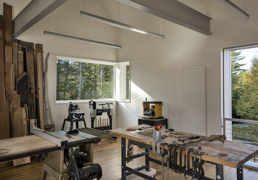 Studio-Workshop on a Hill / ElliottArchitects - Interior Photography, Dining room, Wood, Lighting, Beam
