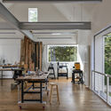 Studio-Workshop on a Hill / ElliottArchitects - Interior Photography, Wood, Lighting, Table, Chair
