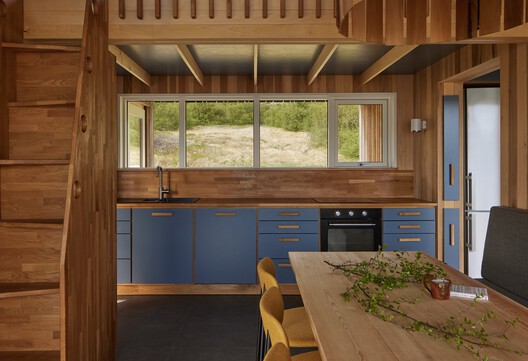 Holiday Home in Iceland / Teiknistofan Tröð Holiday Home in Iceland / Teiknistofan Tröð - Interior Photography, Kitchen, Wood, Countertop, Shelving, Chair
