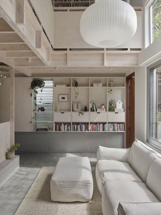 Tighty Whitey House / Maytree Studios Tighty Whitey House / Maytree Studios - Interior Photography, Wood, Lighting, Shelving, Chair