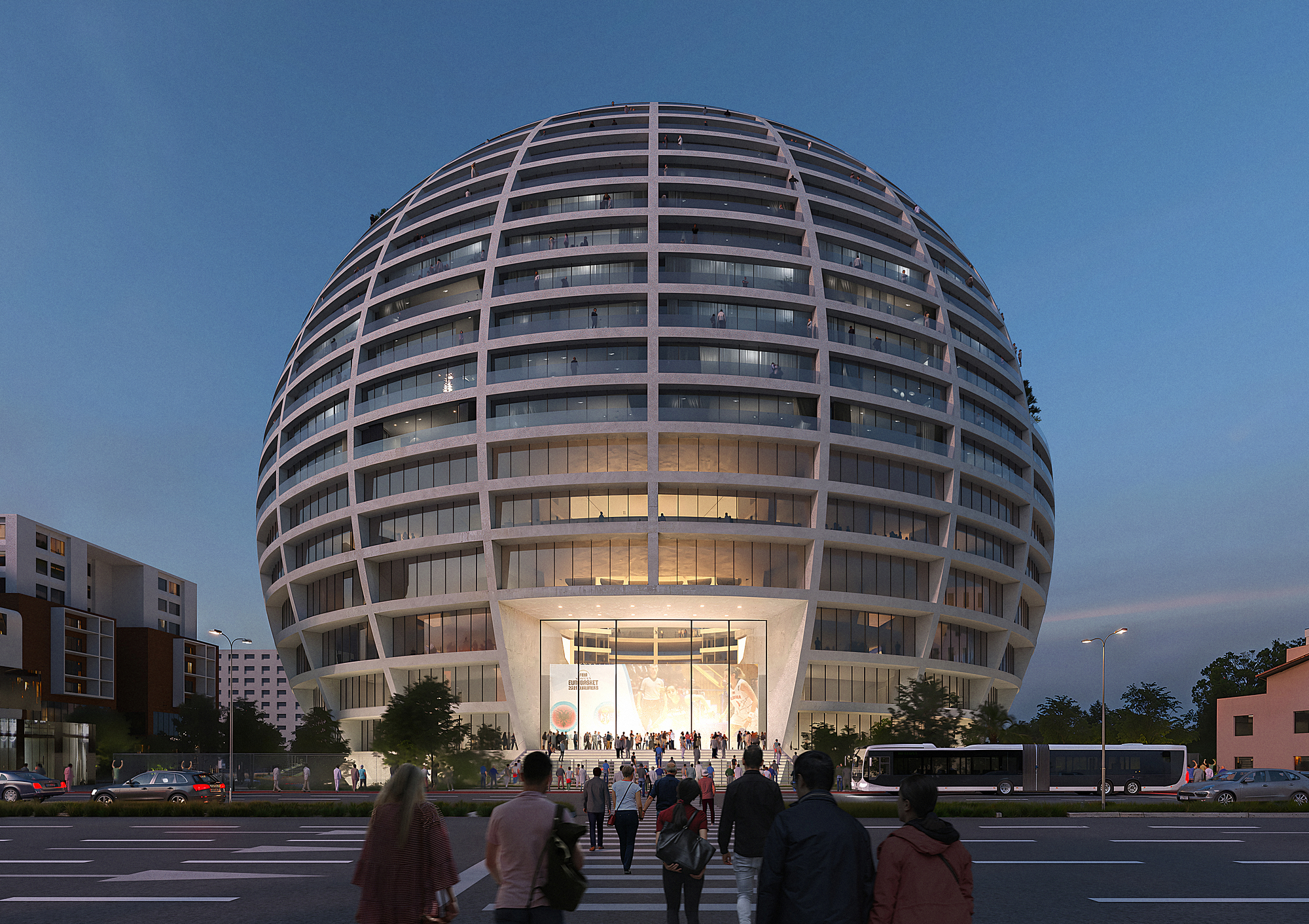 MVRDV Designs Spherical Landmark for Tirana's New Asllan Rusi Sports Palace