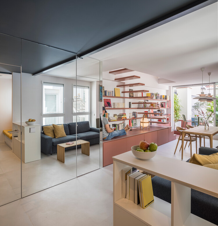 casa binôme / gon arquitectos - fotografía de interiores, madera, estanterías, iluminación, mesas, sillas