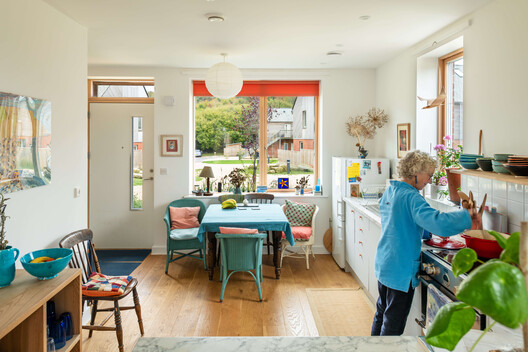 Hazelmead Bridport Co-Housing / Barefoot Architects - Interior Photography, Dining room, Wood, Table, Chair, Lighting, Kitchen, Countertop
