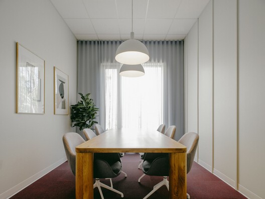 La Seigneurie Funeral Home / ultralocal architectes La Seigneurie Funeral Home / ultralocal architectes - Interior Photography, Dining room, Wood, Table, Chair, Lighting, Glass