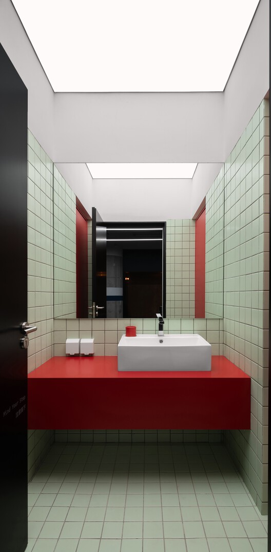 Xuperman Table Tennis Gym / Metrics Architecture Studio - Interior Photography, Bathroom, Sink