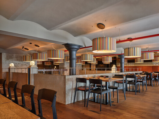 Mexická Restaurant / 20-20 Architekti - Interior Photography, Dining room, Wood, Table, Chair