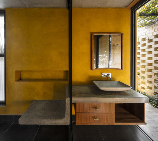 Nandivardhanam House / Studio Inscape - Interior Photography, Bathroom, Wood, Sink, Lighting, Glass, Countertop