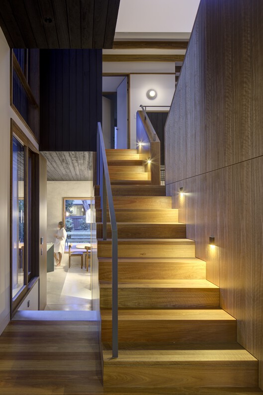 Waverley House / Sam Crawford Architects - Interior Photography, Stairs, Wood, Lighting, Handrail, Glass