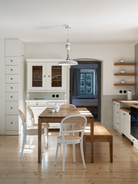 Borová Lada Cottage / Studio Plyš - Interior Photography, Wood, Chair, Table, Lighting, Kitchen, Countertop