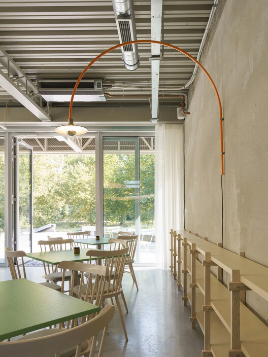 Bistro Ferdinand / Grau Architects + studeny architects + Peter Stec - Interior Photography, Dining room, Wood, Lighting, Chair