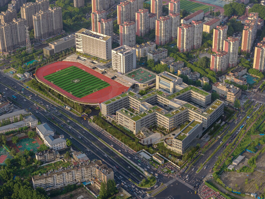 Library of the High School Affiliated to Nanjing Normal University, Xiaozhuang Campus / Atelier FCJZ Library of the High School Affiliated to Nanjing Normal University, Xiaozhuang Campus / Atelier FCJZ - Exterior Photography, Cityscape, Aerial View Photography