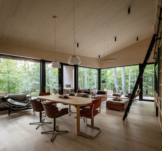 Monolith Lodge / Pyxis Nautica + Hello Wood - Interior Photography, Dining room, Wood, Chair, Table