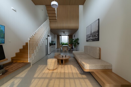 Nam House / 90odesign - Interior Photography, Wood, Sofa, Lighting, Stairs