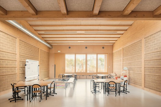 Simone Veil School Complex Tremblay-en-France / Gaetan Le Penhuel Architectes - Interior Photography, Dining room, Wood, Chair