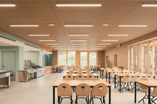 Simone Veil School Complex Tremblay-en-France / Gaetan Le Penhuel Architectes - Interior Photography, Dining room, Wood, Chair