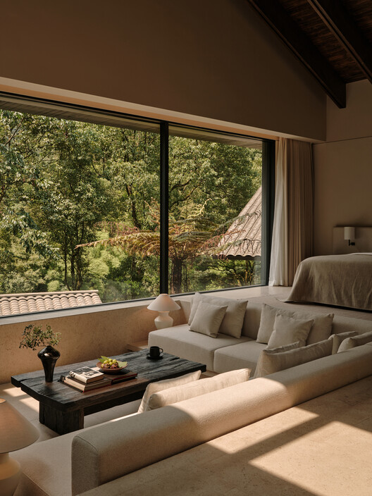 ZOLAND·Emei, Resort  / Studio J. Bridgland - Interior Photography, Living Room, Sofa, Wood, Lighting, Table