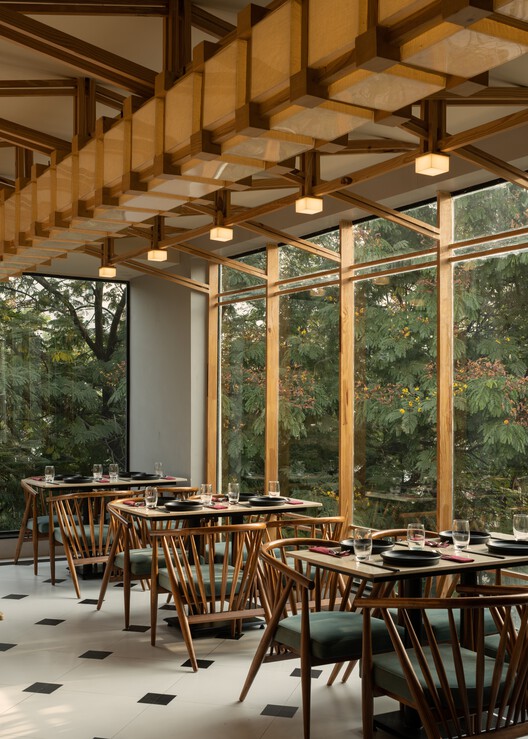 Osaka Pan Asian Restuarant / Fellow Yellow Design Studio - Interior Photography, Dining room, Wood, Table, Chair, Glass, Beam
