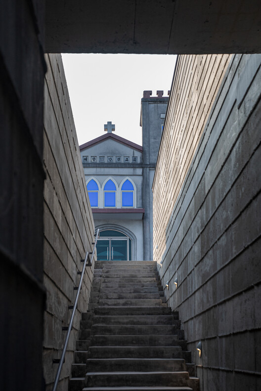 Mangyeong Church Martyrs Memorial / AEV Architectures + TONN architects - Exterior Photography, Stairs, Handrail