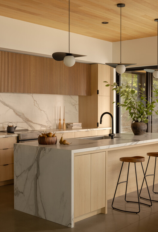 Manitouwaba Lake House / Daymark - Interior Photography, Kitchen, Countertop, Wood, Lighting