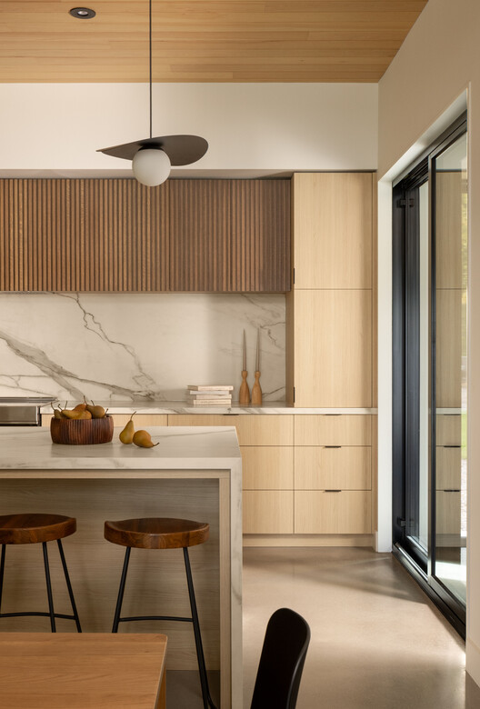 Manitouwaba Lake House / Daymark - Interior Photography, Kitchen, Wood, Countertop, Chair