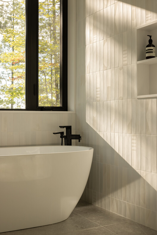 Manitouwaba Lake House / Daymark - Interior Photography, Bathroom, Wood, Sink, Bathtub