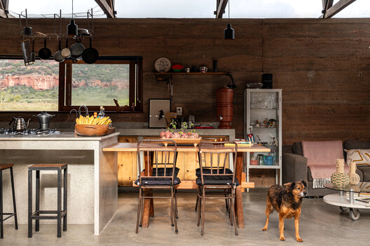Catimbau House / AzulPitanga Catimbau House / AzulPitanga - Exterior Photography, Kitchen, Wood, Table, Countertop, Lighting, Chair, Shelving