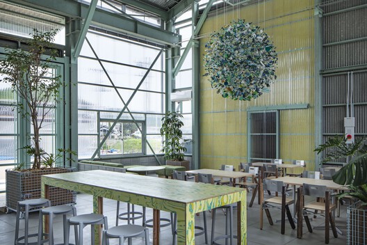 Teshima Factory / Schemata Architects + Jo Nagasaka - Interior Photography, Glass, Lighting, Chair, Beam