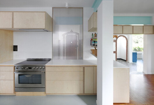 Meandering Furniture Villa Renovation / Atelier Tom Vanhee - Interior Photography, Kitchen, Wood, Countertop, Lighting