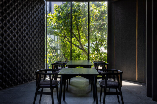 Urban Sparkle for Hokkaido Sachi Restaurant Thao Dien  / Takashi Niwa Architects - Interior Photography, Dining room, Chair, Glass