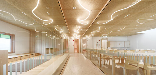 Kindergarten and Daycare Center in Barbiano / Roland Baldi Architects - Interior Photography, Wood, Lighting