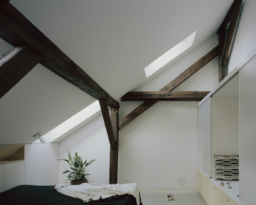 Bartok Rooftop / Théque Atelier - Interior Photography, Bedroom, Wood, Lighting, Beam