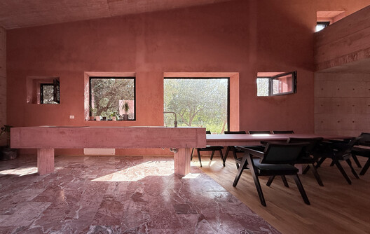 Red House / Pacarizi Studio - Interior Photography, Dining room, Wood, Concrete