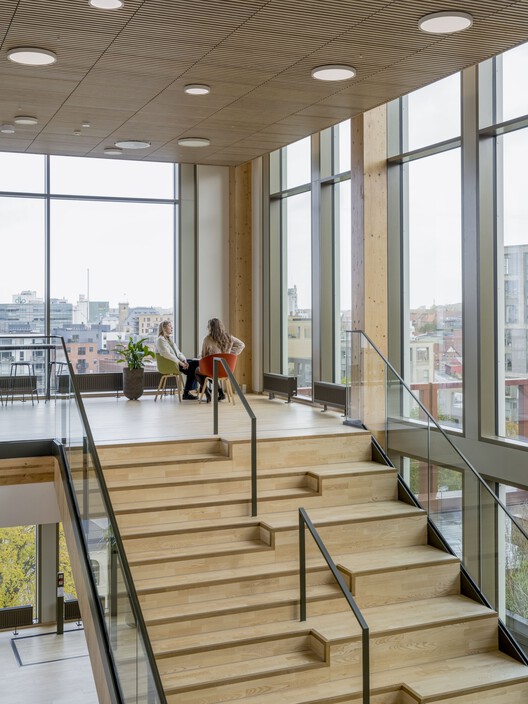 WoodHub / C.F. Møller - Interior Photography, Stairs, Wood, Lighting, Glass