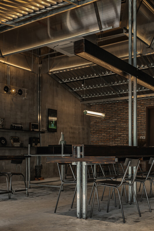 An Mien Lumiere Cafe / xưởng xép - Interior Photography, Kitchen, Lighting, Beam, Chair, Glass