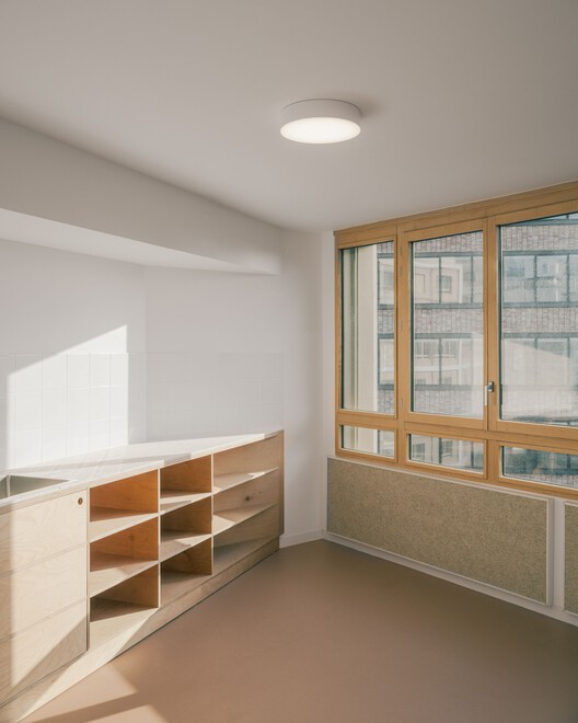 Neighborhood in Paris - Media Library and Family Flats, Student Residence, and Social Housing Units / La Architectures + Atelier Régis Roudil Architectes + Nicolas Hugoo Architecture - Interior Photography