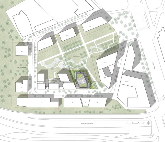 Neighborhood in Paris - Media Library and Family Flats, Student Residence, and Social Housing Units / La Architectures + Atelier Régis Roudil Architectes + Nicolas Hugoo Architecture - Image 31 of 36