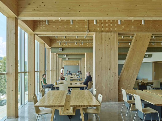 Anthony Timberland Center / Grafton Architects - Interior Photography, Dining room, Wood