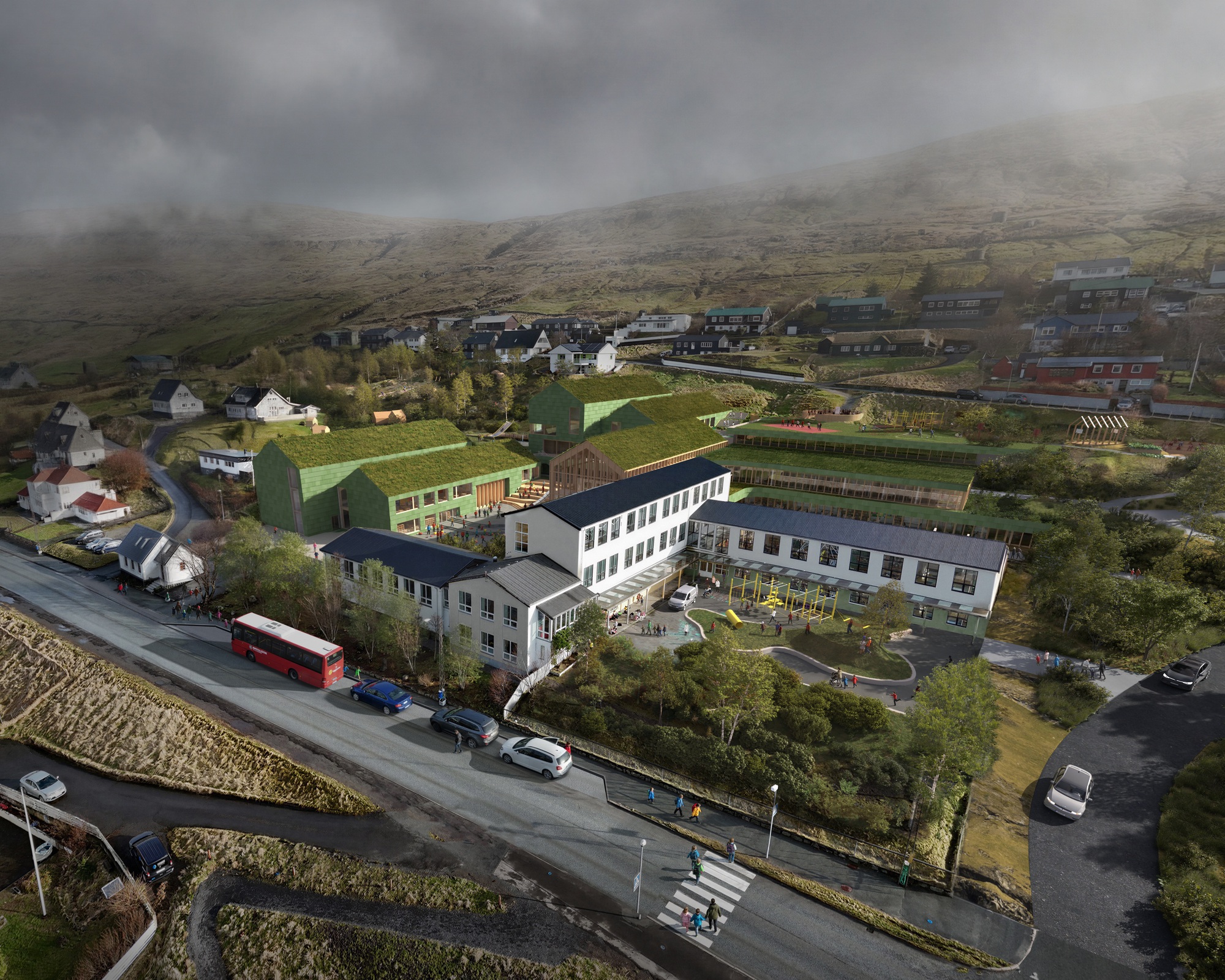 Henning Larsen Proposes a "Learning Village" to Expand the Glyvra School in the Faroe Islands