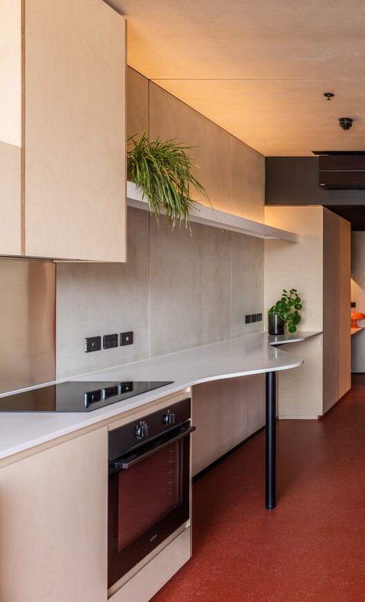 Youth 2 Independence Campbell Street Project  / Liminal Architecture - Interior Photography, Kitchen, Wood, Countertop, Lighting