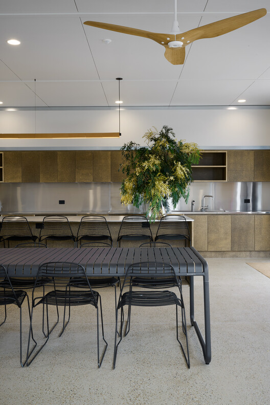 Woodleigh Futures Studio / McIldowie Partners - Interior Photography, Kitchen, Wood, Lighting, Table, Chair