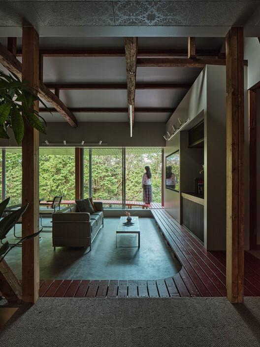 Engawa in Ninotaira / HAMS and, Studio - Interior Photography, Wood, Beam, Chair