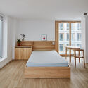 Parking Lot into Social Housing Residence / NZI Architectes - Interior Photography, Social Housing, Bedroom, Bed