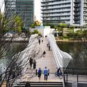 Reimei Kobashi Pedestrian Bridge / Hoshino Architects - Exterior Photography, Pedestrian Bridge, Fence, Handrail, Cityscape